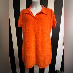 ASOS DESIGN Curve Orange Terry Cloth Polo Dress; Sz 16US
